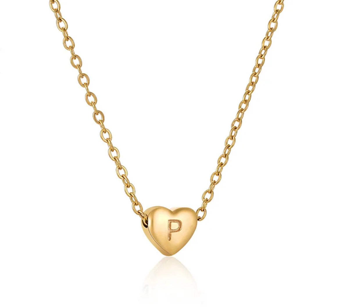 Heart Initial Necklace ELSSIZ