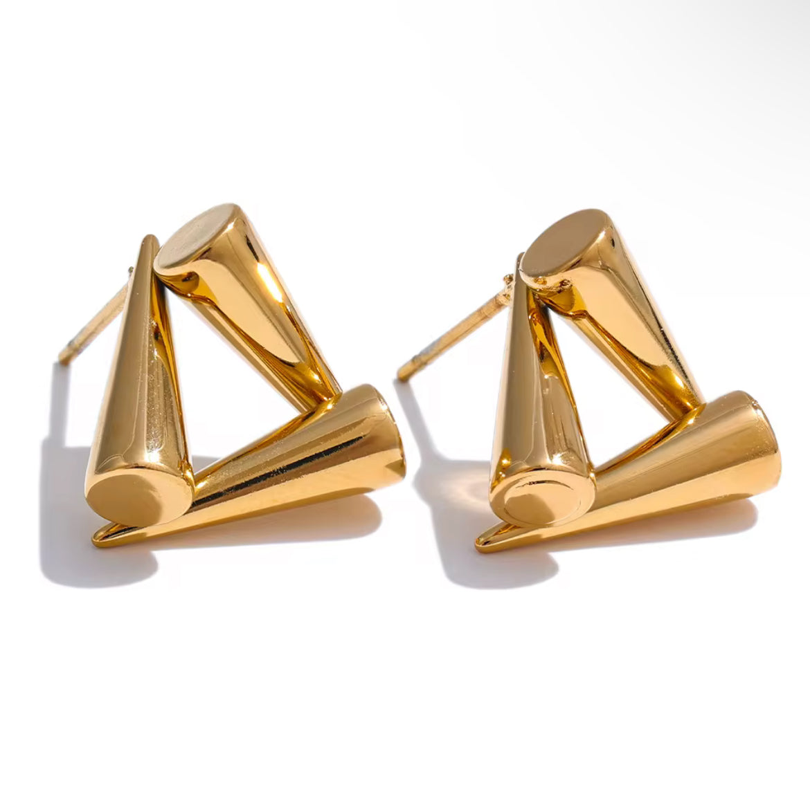 Minimalist Becca Triangles Earrings crafted from polished 316L stainless steel, perfect for everyday wear.”