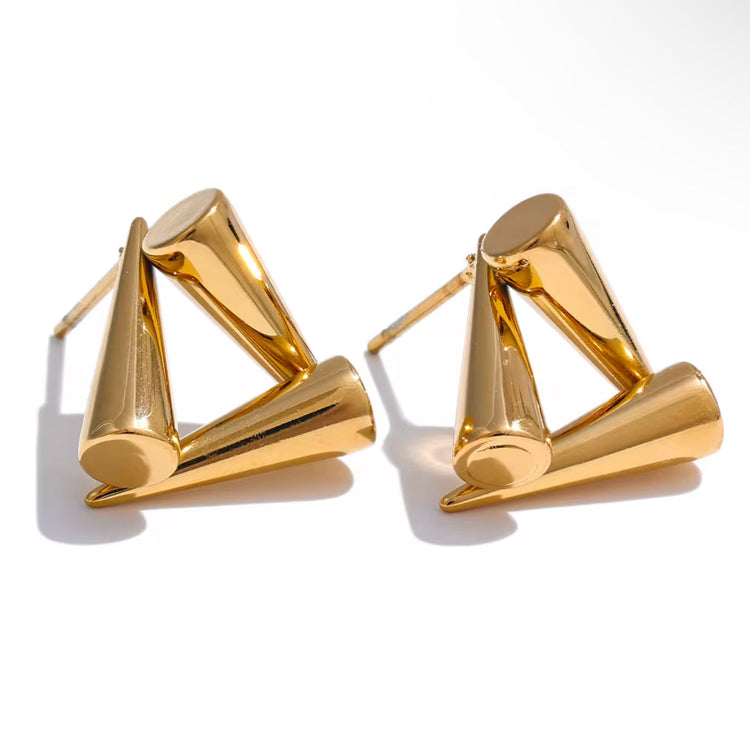 Minimalist Becca Triangles Earrings crafted from polished 316L stainless steel, perfect for everyday wear.”