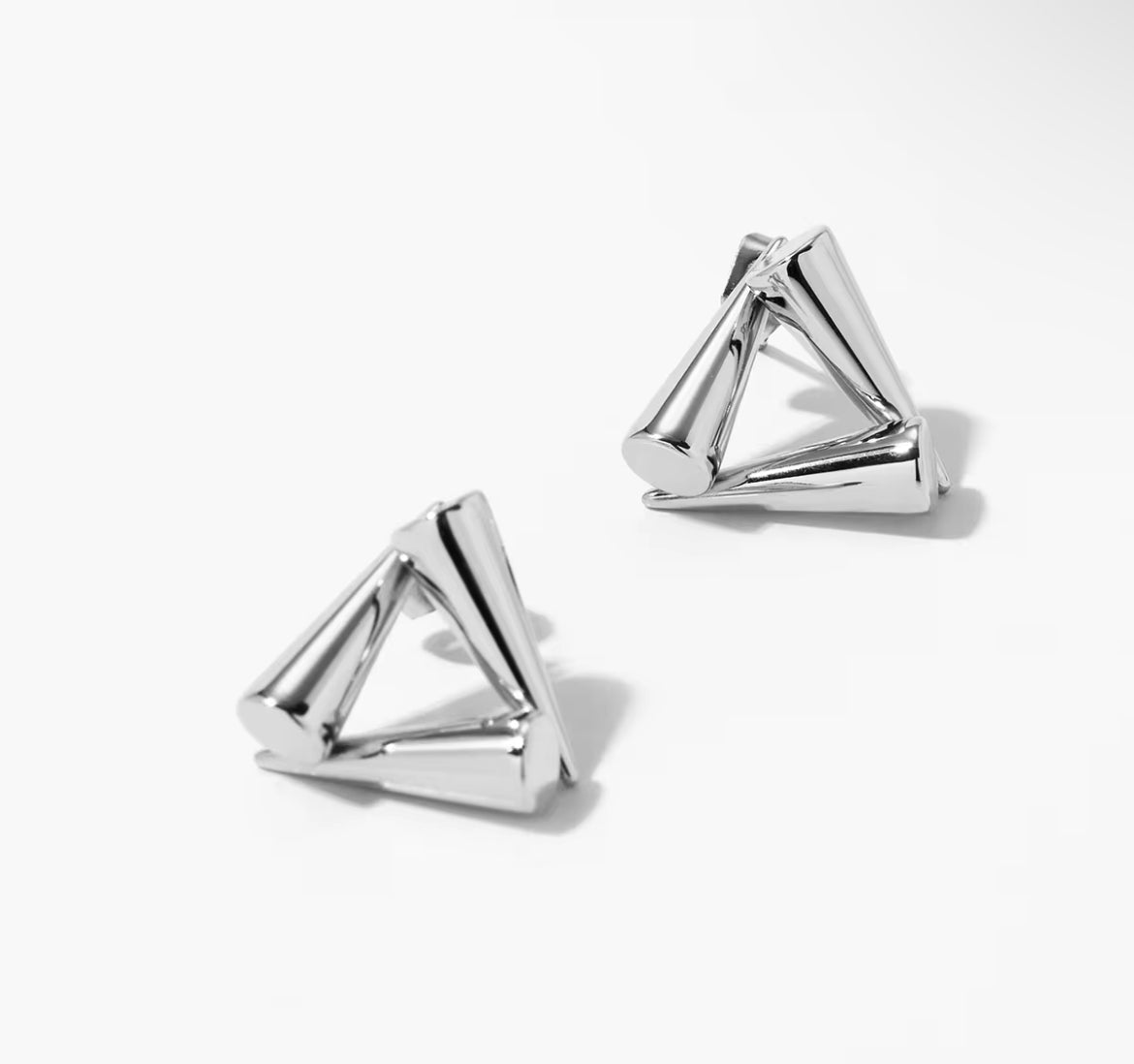 “Becca Triangles Earrings in 18K PVD gold, non-tarnish, waterproof, and hypoallergenic jewelry for women.”