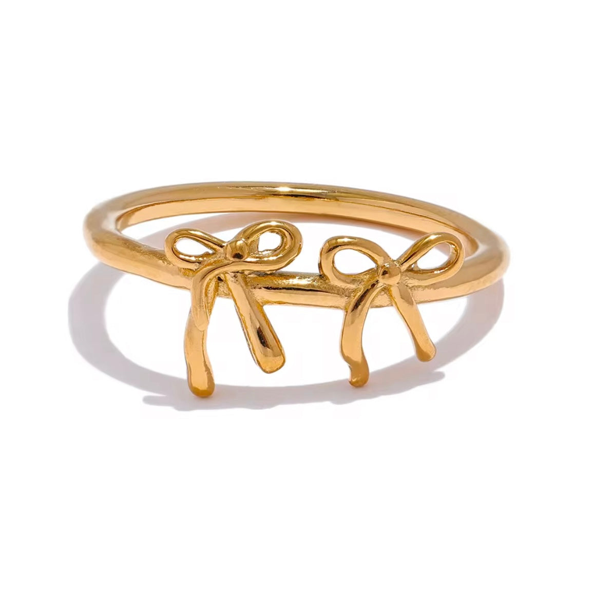 Gold and silver dainty bow rings for women