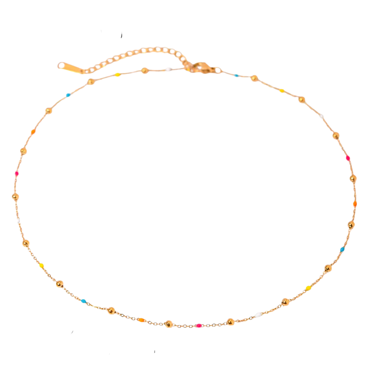 Add a pop of color to your summer look with our super dainty Colorful Enamel Small Beads Chain! Not only does it scream summer, but it&