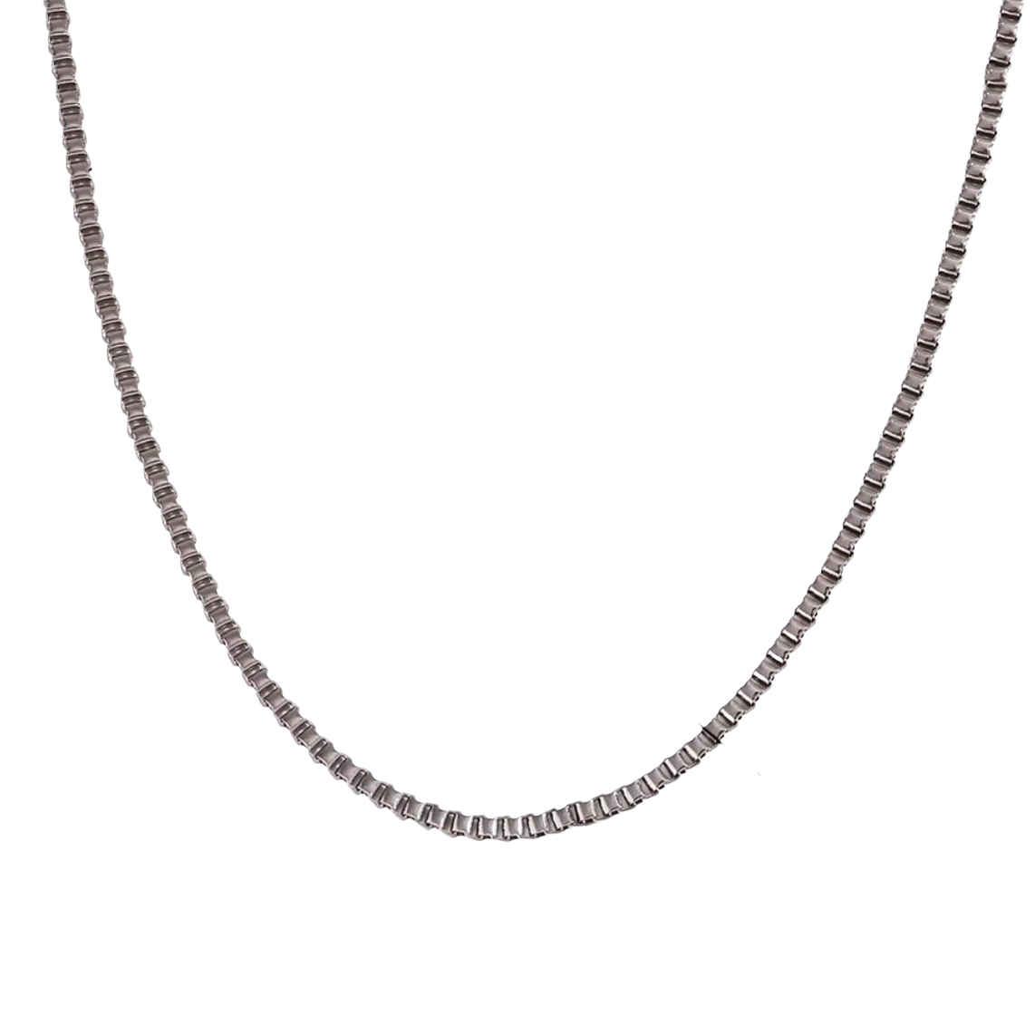 Puffy box chain , silver , 16” long , non tarnish, hypoallergenic, waterproof 