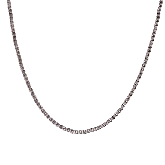 Puffy box chain , silver , 16” long , non tarnish, hypoallergenic, waterproof 
