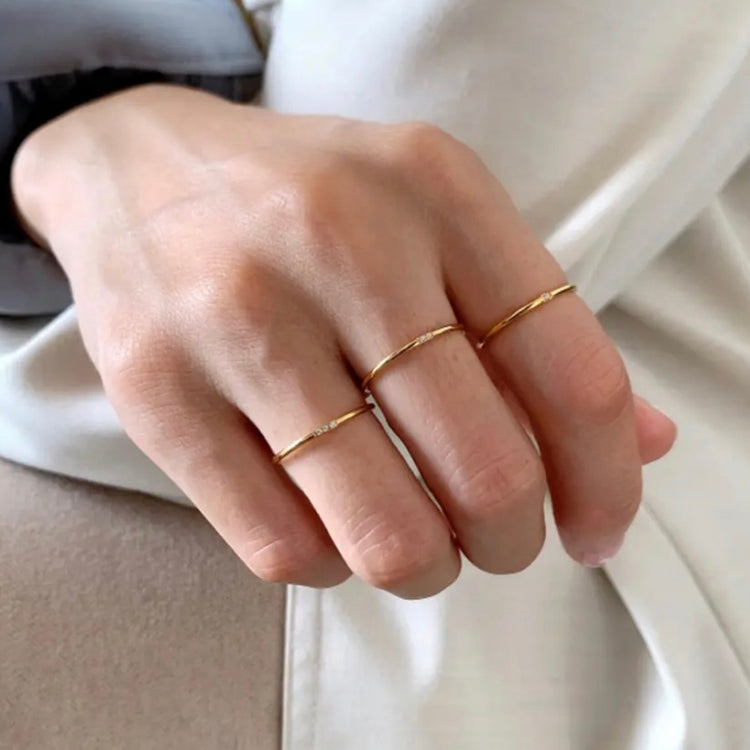 If you like dainty rings, this ring is calling your name. Super girly and stackable with any ring you already have. Picture shows 3 rings on, sold as 1 ring
Stainless Steel, 18K gold plated
Crystal Rhinestone
Hypoallergenic Tarnish Free 