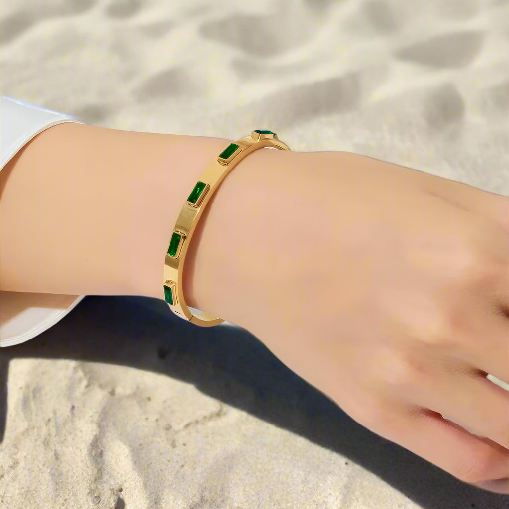 Abby Green Zircon Bangle Bracelet ELSSIZ