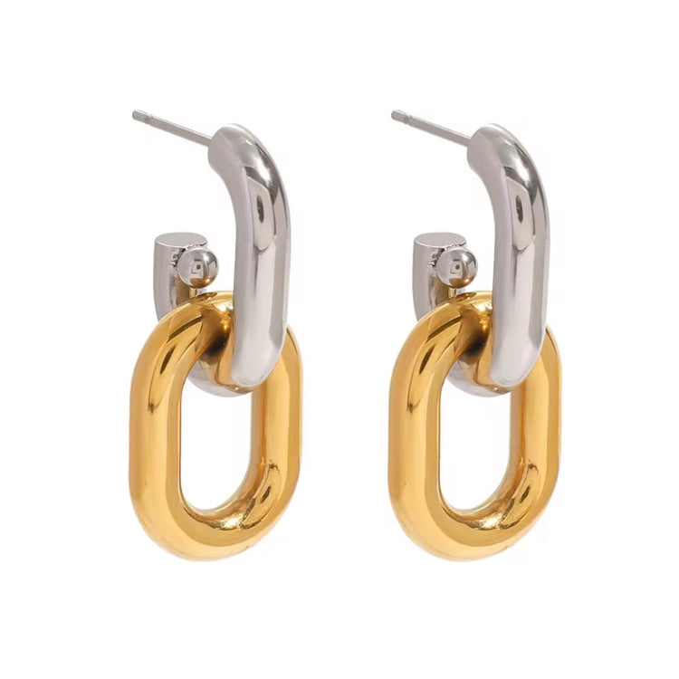 Erina Two Tone Chain Hoop Earrings ELSSIZ