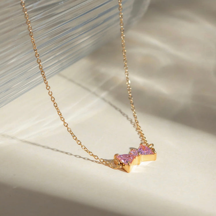 Bow Rhinestone Necklace ELSSIZ