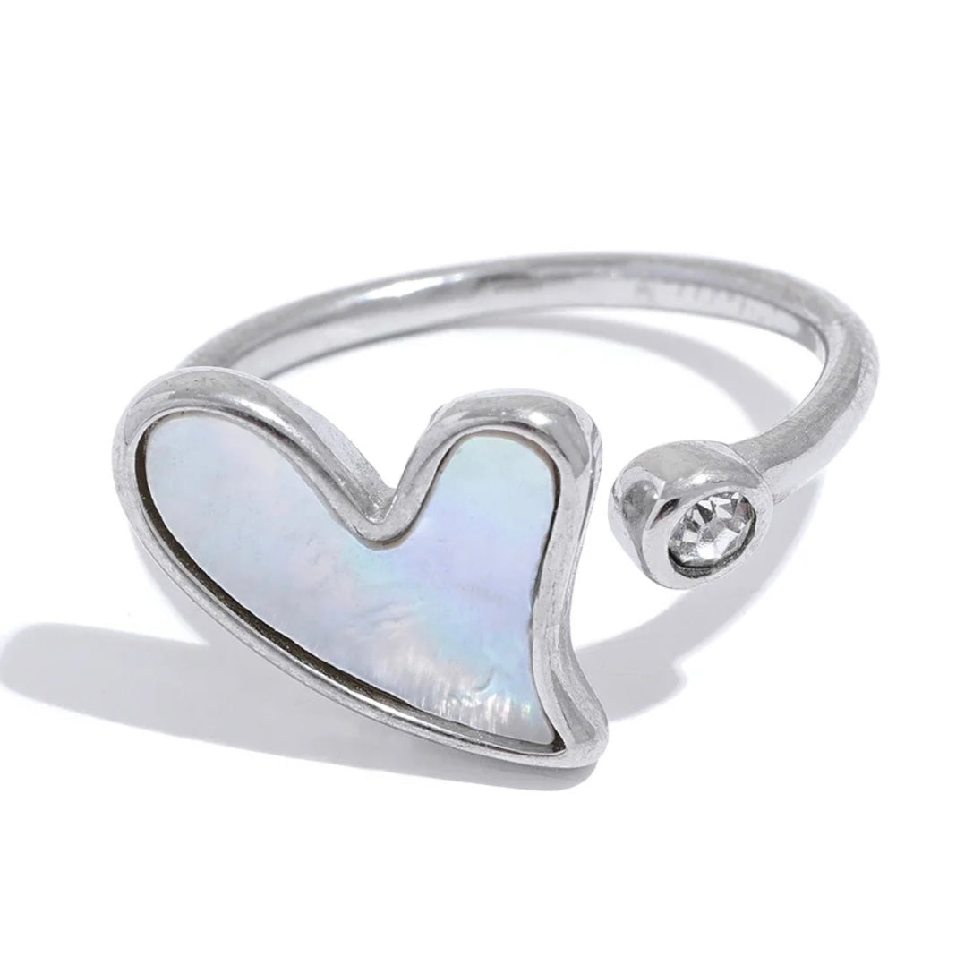 Mother of Pearl Open Heart Ring ELSSIZ