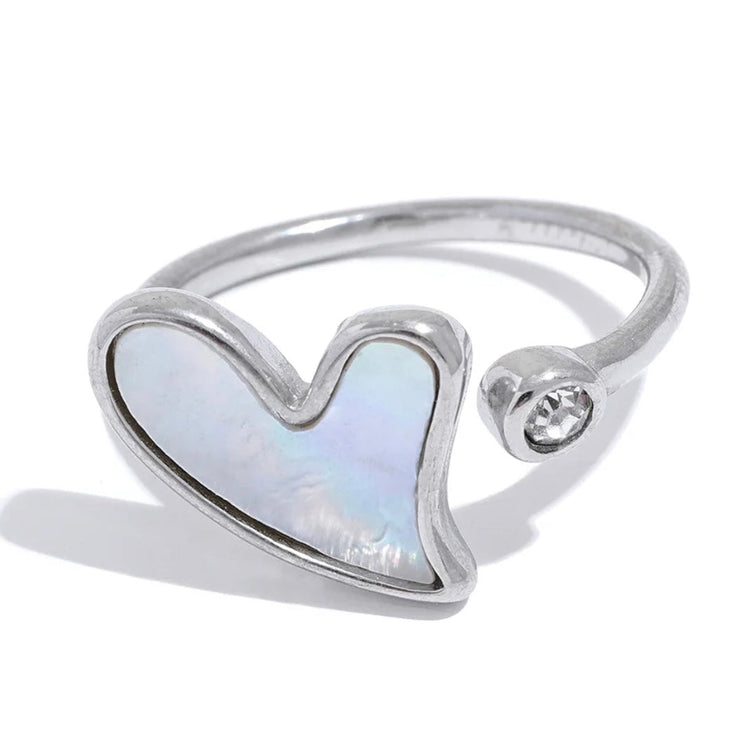 Mother of Pearl Open Heart Ring ELSSIZ