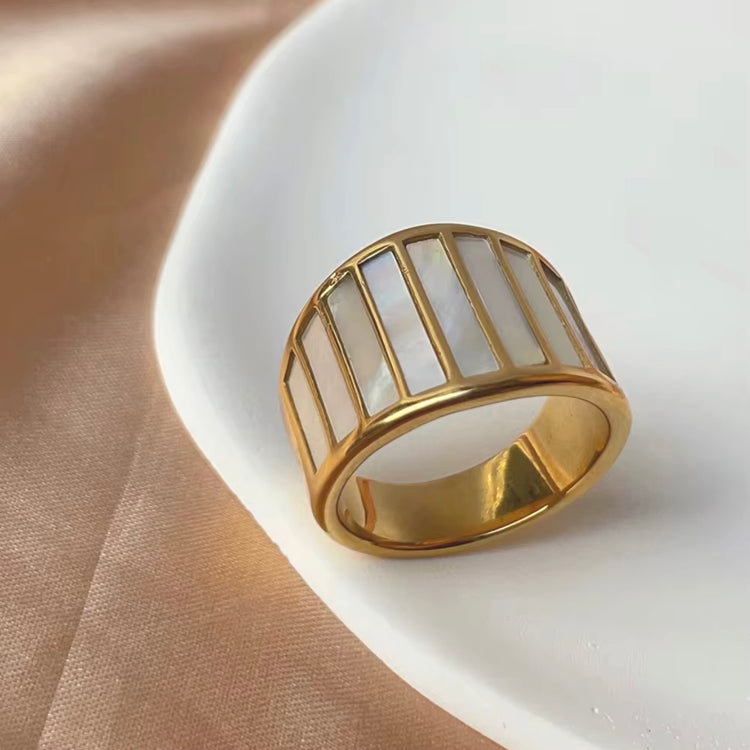 Upgrade your look with the Kelly Mother of Pearl Ring. This elegant piece features durable, non-tarnish materials, making it perfect for beach outings or any occasion. Its unique design is sure to spark conversation.

Stainless Steel 18K Gold Plated - Made to last!

Non Tarnish, Water Resistant , Hypoallergenic, Friendly 

 