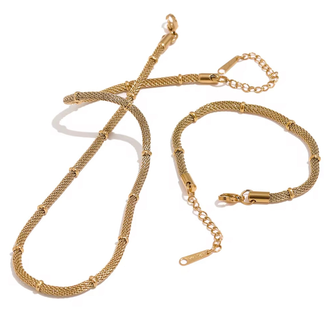  

Introducing our Round Mesh Bracelet, featuring a unique design that adds a touch of sophistication to any outfit. With its classy appearance and compatibility with our Round Mesh Necklace, this bracelet is the perfect addition to your jewelry collection. Elevate your style today.

316L Stainless Steel 

7 inches long+ 2 " extension

Non Tarnish, Hypoallergenic and water resistant.