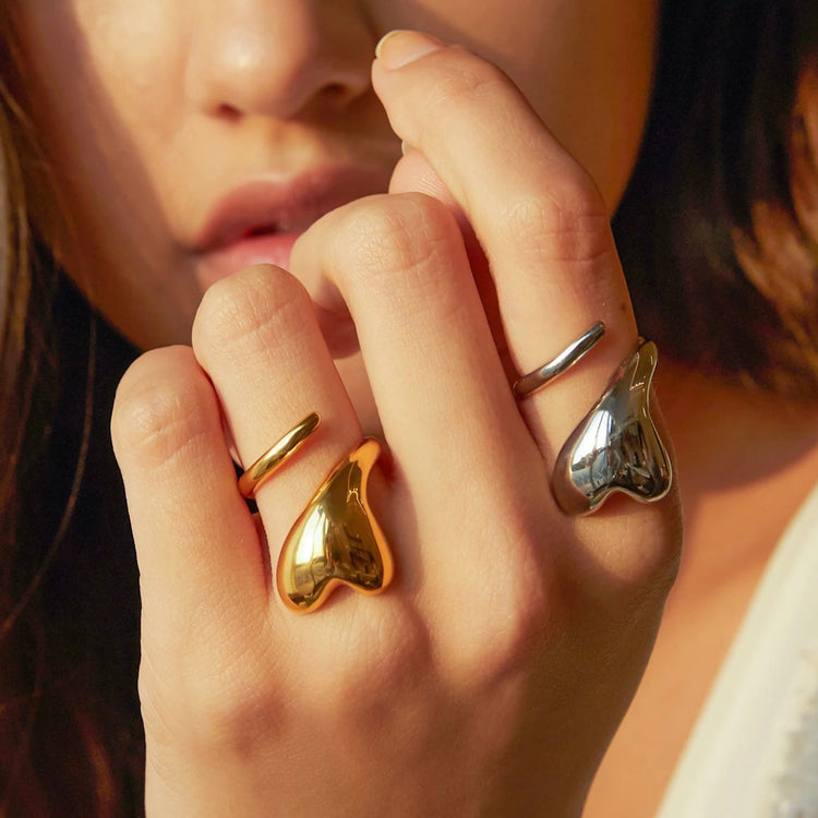 Abstract Open Heart Ring ELSSIZ