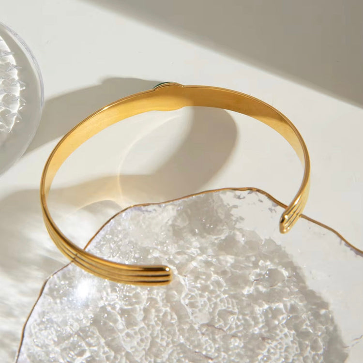 Green Agate Bangle Bracelet ELSSIZ