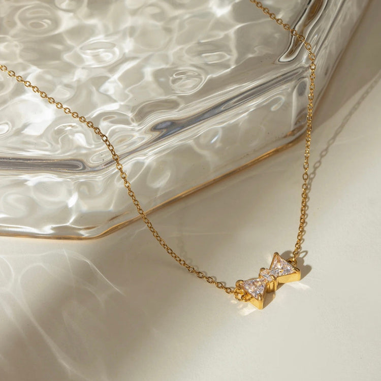 Bow Rhinestone Necklace ELSSIZ