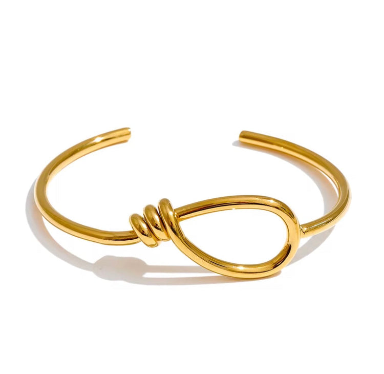 Gold knot cuff bracelet stainless steel non tarnish jewelry