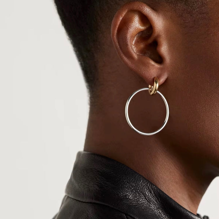 Elegant dual hoop earrings perfect for minimalist and bold fashion looks