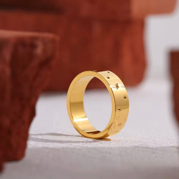 Non-tarnish celestial band with moon and star details