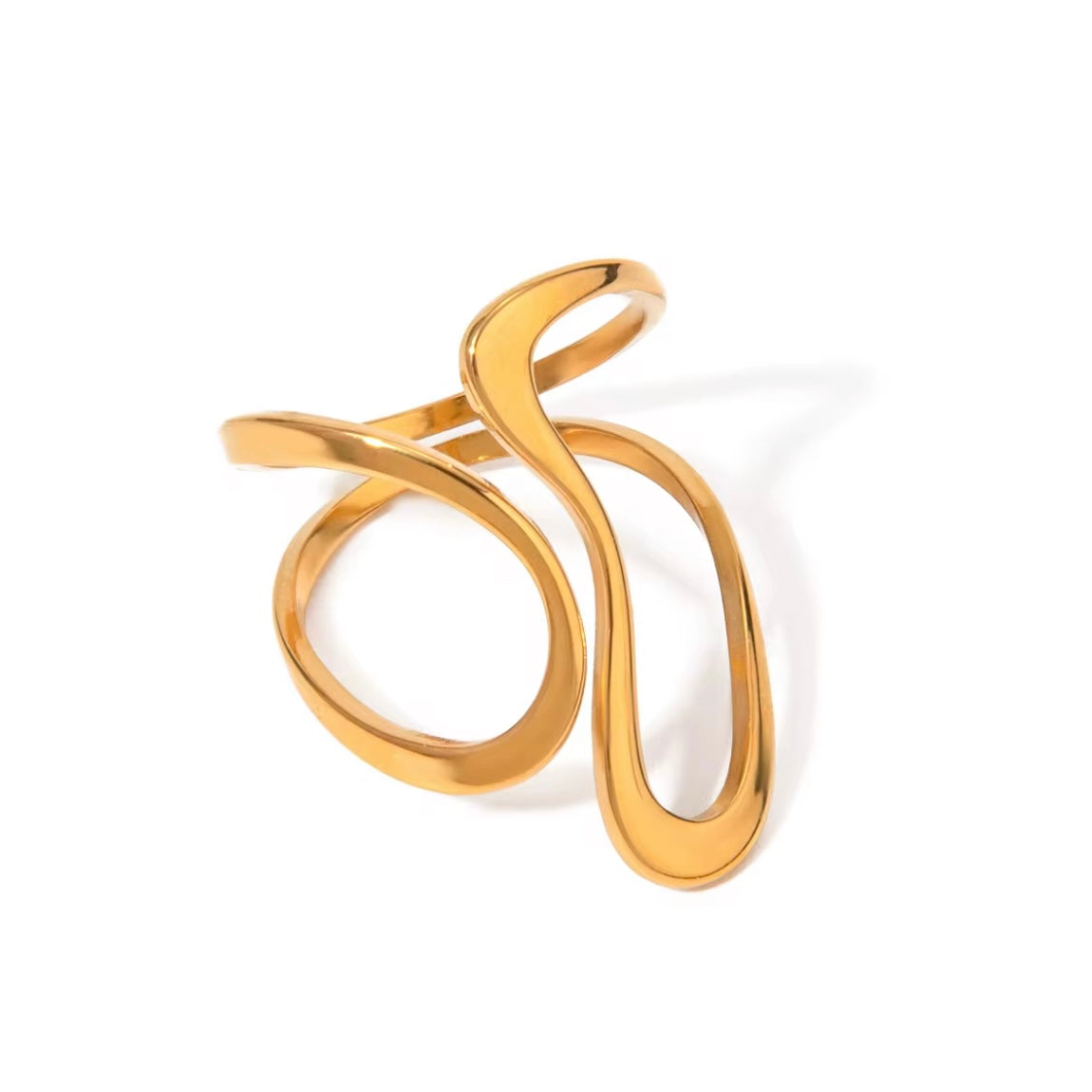 Nelly Abstract Rings feature an artistic and exclusive design, allowing you to choose between Wavy Lines or Cris Cross styles. Wavy Lines fit sizes 8 and 9, while Chris Cross fits sizes 7 and 8. Stand out with these unique rings.




Stainless Steel 18K Gold Plated - Made to last!

Hypoallergenic, Tarnish free , Water Resistant, Beach, Shower &amp; Gym Friendly

Wavy Lines -fits size 8,9

Cris Cross - fits size 7,8