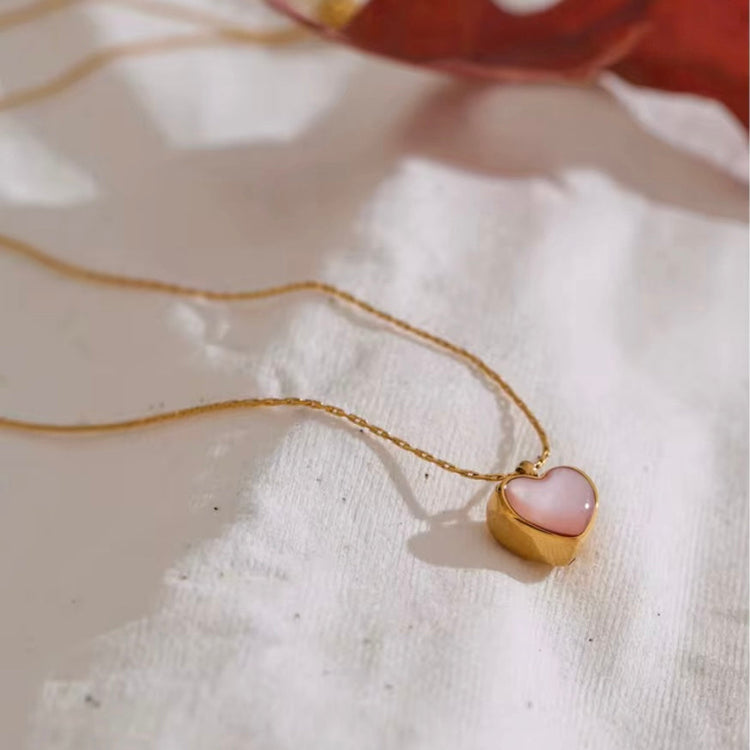 Pink Heart Shell Necklace ELSSIZ
