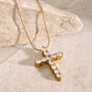 Statement Rhinestone Cross Necklace ELSSIZ