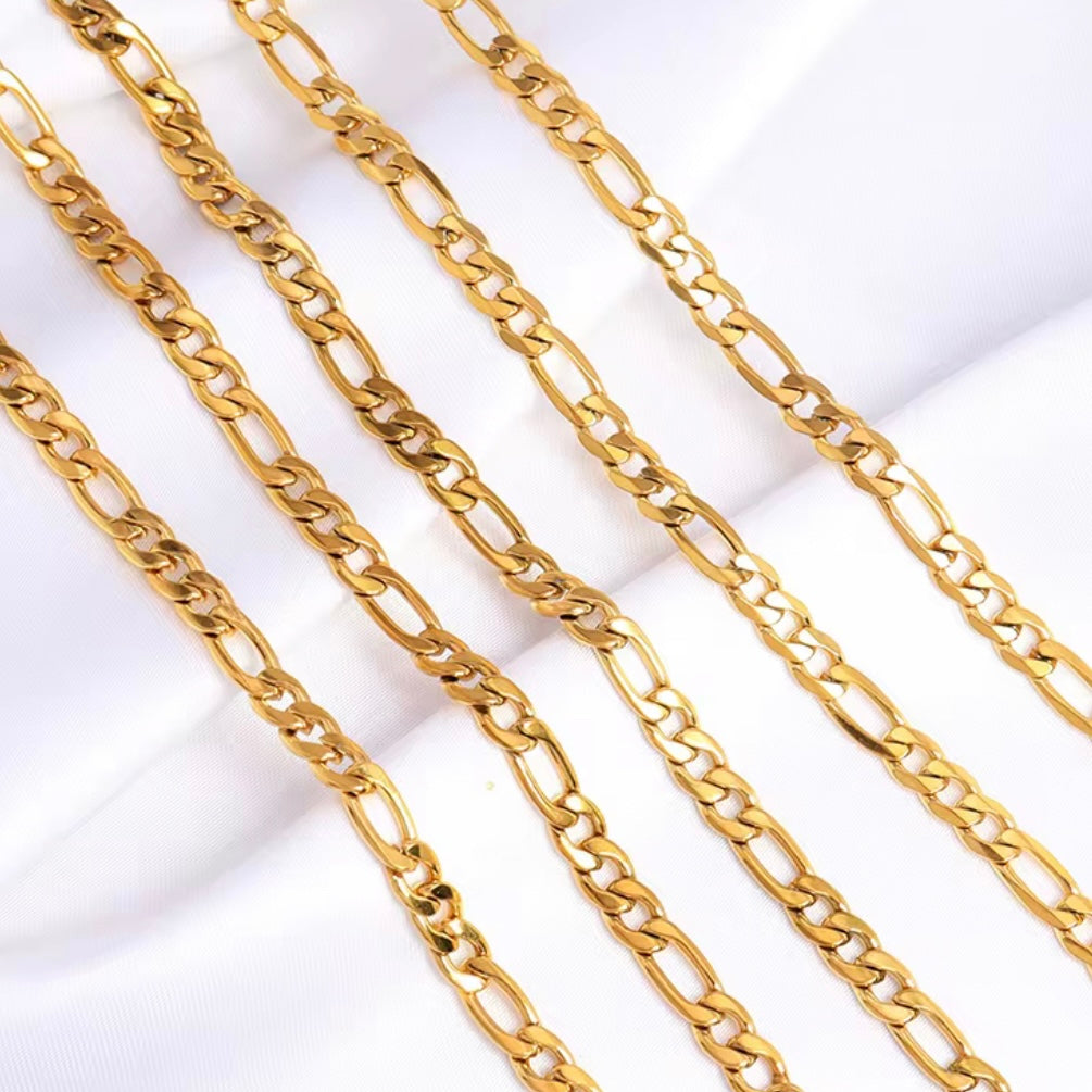 As a timeless accessory, our Unisex Figaro Chain Necklace offers both style and durability. With sturdy craftsmanship, this necklace is perfect for everyday wear and can be paired with any outfit. Its classic design makes it a versatile piece that will never go out of fashion.

 

Made to last! 

Tarnish and Water Resistant, Hypoallergenic, Beach, Shower Friendly

22" inches long No ext

24" inches long NO ext

Closure :Lobster Clasp

18k Gold Plated over 316L Stainless Steel base.  

