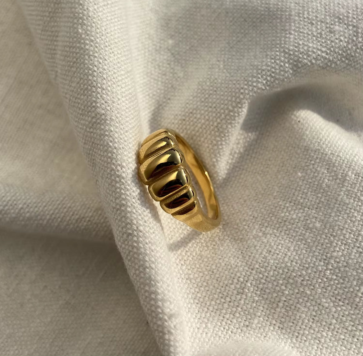 18K Gold Plated Stainless Steel Roxy Ring Detail