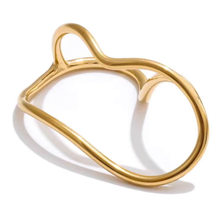Close-up of Billy Geometric Double Ring in gold showing sculptural double wrap design