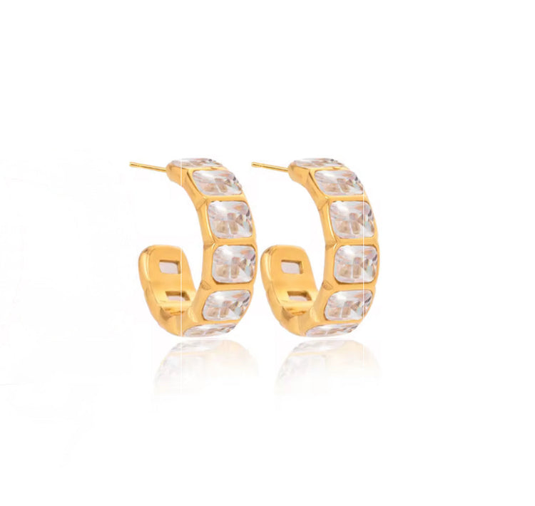 Shira Square CZ Hoop Earrings ELSSIZ