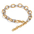 Madison two-tone link bracelet in gold and silver stainless steel, waterproof and non-tarnish bracelet from ELSSIZ shown on a white background