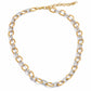 Madison two-tone link chain necklace featuring gold and silver stainless steel links, waterproof and non-tarnish jewelry from ELSSIZ.