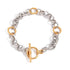 Maren mixed metal toggle bracelet with polished silver links and gold accents stainless steel non tarnish women’s bracelet