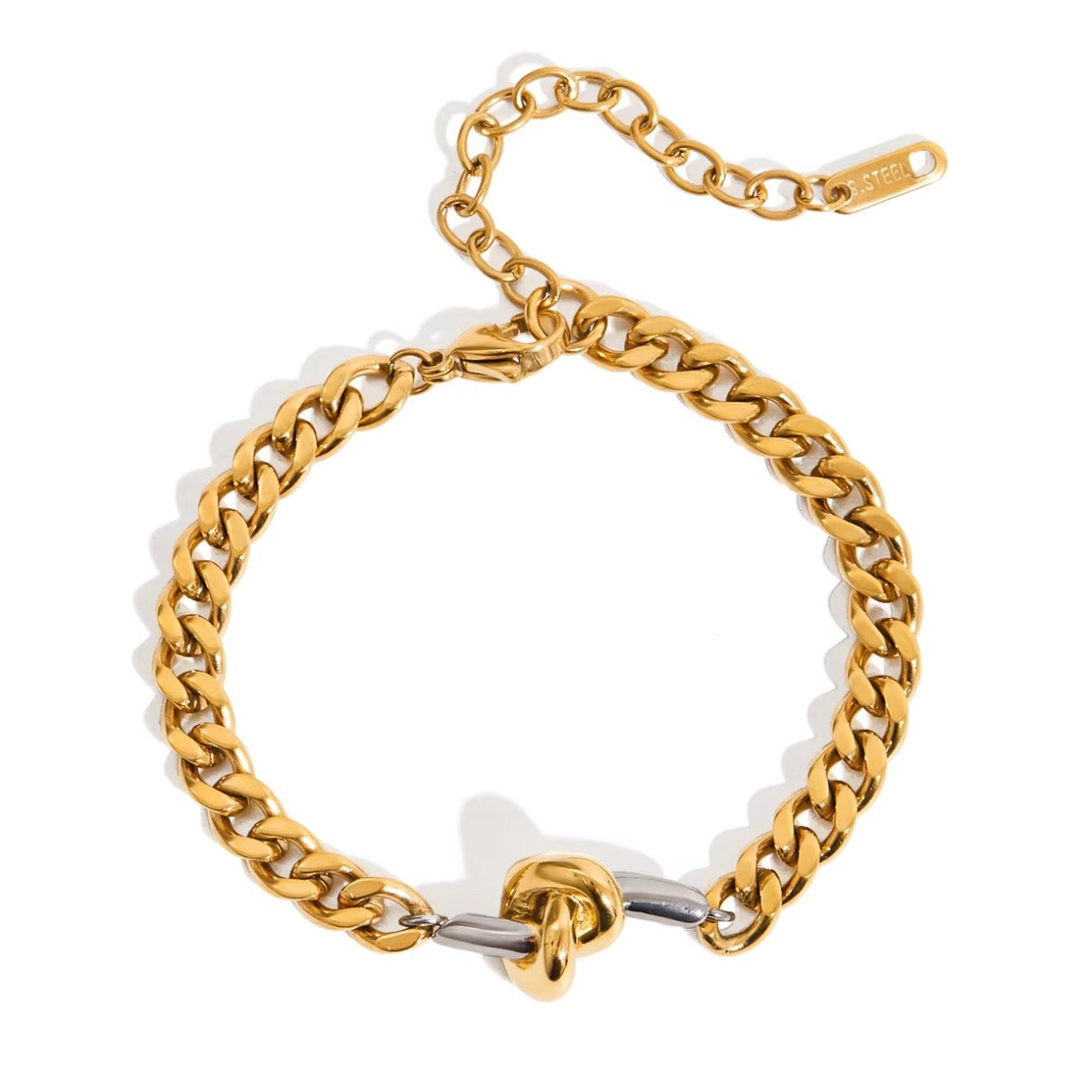 Nina two tone gold and silver chain bracelet stainless steel waterproof non tarnish jewelry