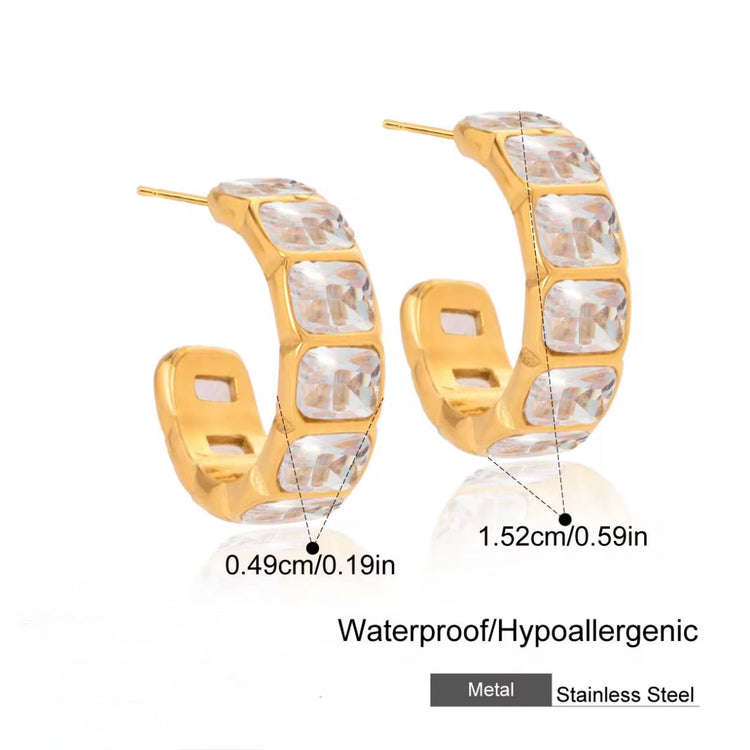 Shira Square CZ Hoop Earrings ELSSIZ