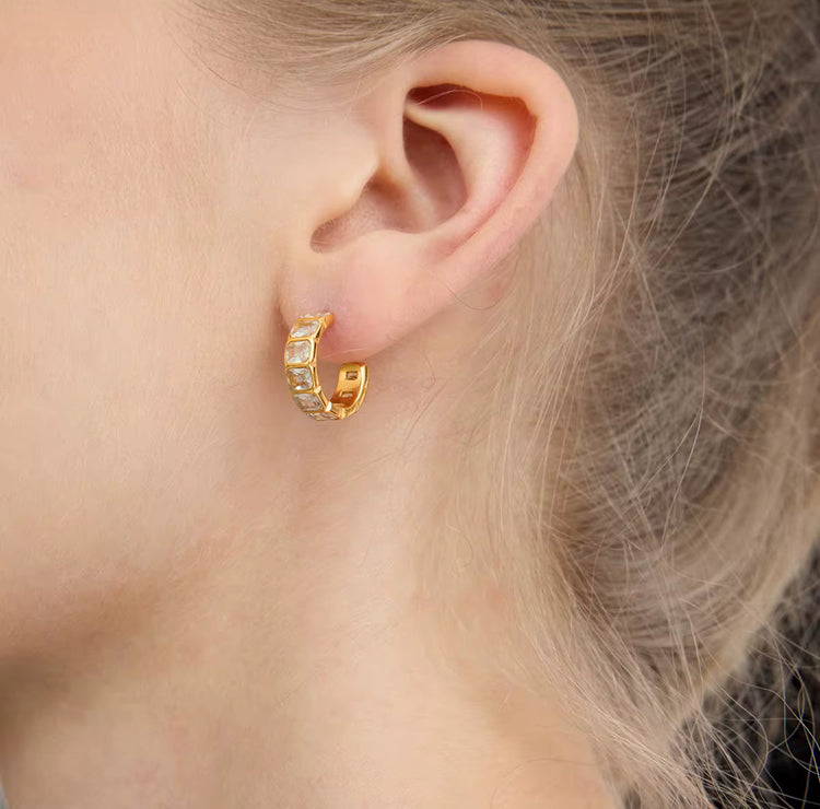 Shira Square CZ Hoop Earrings ELSSIZ