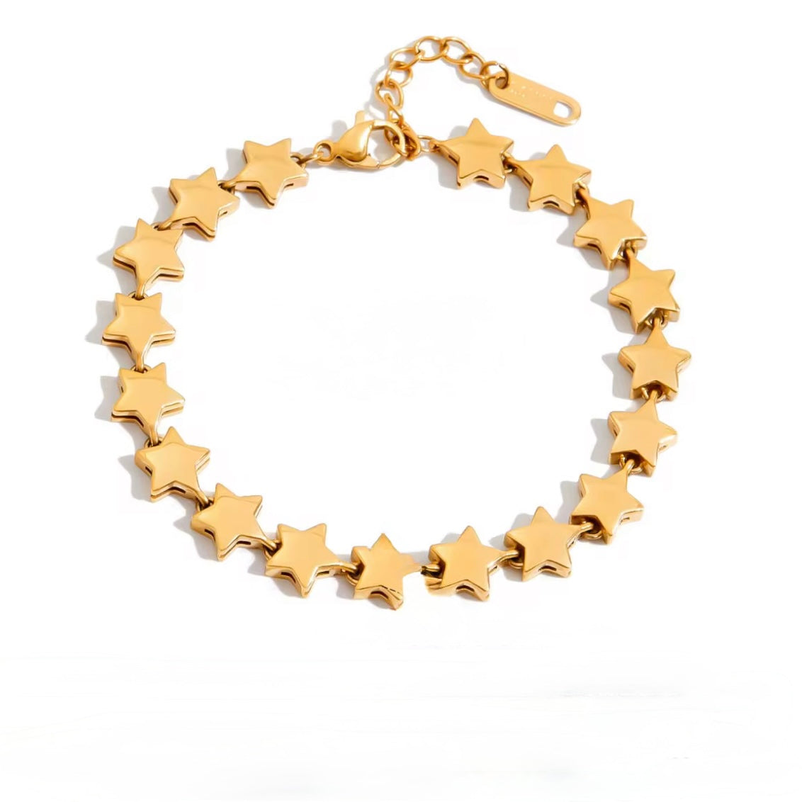 Gold Stars Bracelet with seamless connected star links, stainless steel non-tarnish jewelry by ELSSIZStars Bracelet ELSSIZ