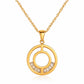 Stephanie gold circle pendant necklace stainless steel waterproof hypoallergenic twisted rope chain