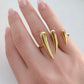 Gold Vesper dual spike ring worn on hand, stainless steel statement ring by ELSSIZ