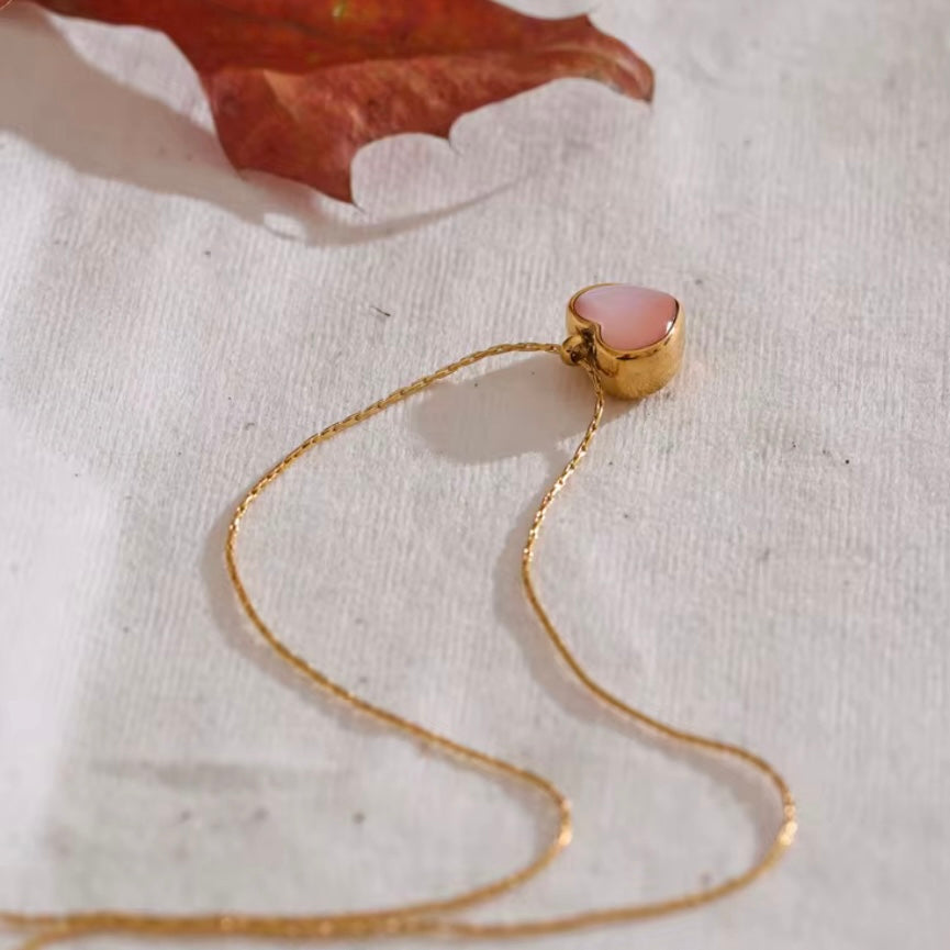 Pink Heart Shell Necklace ELSSIZ