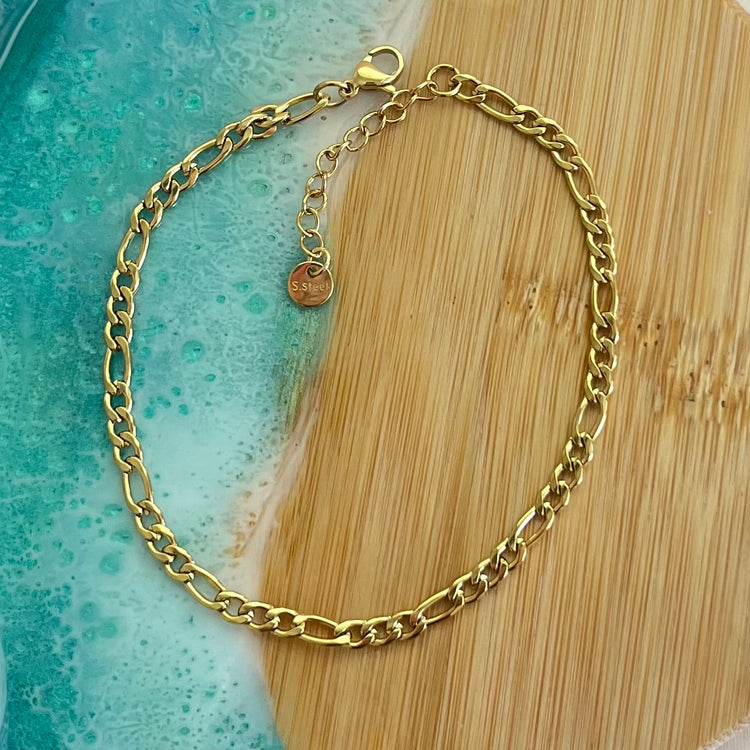 Figaro Chain Anklet Bracelet ELSSIZ