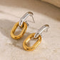 Introducing Erina Two Tone Chain Hoop Earrings - a must-have for any collection. These elegant earrings feature a trendy two-tone design and are sure to elevate any outfit. A staple for every fashion-forward individual.

Made to last!&nbsp;Tarnish and Water Resistant, Beach & Shower friendly, Hypoallergenic




18K Gold Plated over 316L Stainless Steel base
